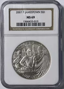 2007 P Jamestown $1 Comm. MS69 NGC - Picture 1 of 3
