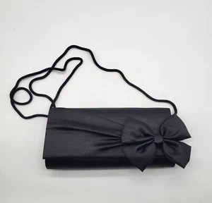 Valerie Stevens Women's Clutch Evening Bag Purse Black Bow Prom Wedding - Picture 1 of 6