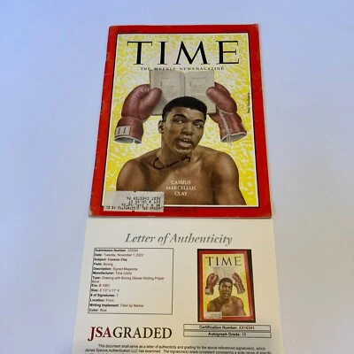 Muhammad Ali  "Cassius Clay" Signed 1963 Time Magazine JSA Graded 10 GEM MINT - Image 1 of 4