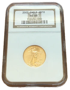 US 2002 Gold 1/4 oz $10 NGC MS69 Gold Eagle - Picture 1 of 2