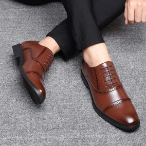 Men's Leather Shoes Low Heel Retro Banquet Footwear British Korean Casual Busine - Picture 1 of 30