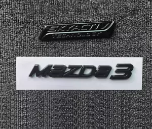 2x SKYACTIV TECHNOLOGY & Maz-d-a 3 Rear Trunk Emblem Badge Gloss Black For Axela - Picture 1 of 5