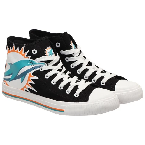 Miami Dolphins NFL Men's High Top Big Logo Canvas Shoes FREE SHIP Cover