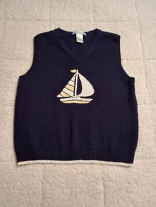 Janie and Jack size 6 navy Blue Sailboat sweater vest - Picture 1 of 1