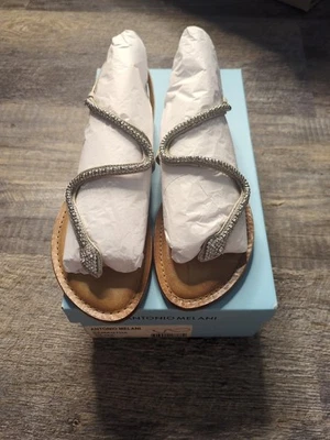 Sandalia Antonio Melanie Samantha Serpiente Plateada 6.5M Nueva En Caja Foto 1 de 4