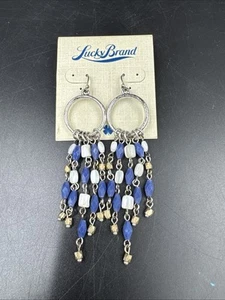 New Lucky Brand Dangle Drop Earrings Women Jewelry Color White Purple Destressed - Picture 1 of 3