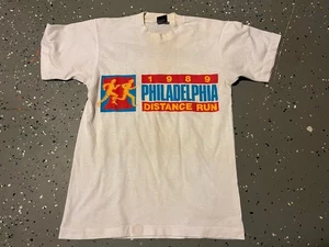 Vntg 1989 Philadelphia Distance Run Shirt M Single Stitch KYW TV 3 Geo Made USA - Picture 1 of 4