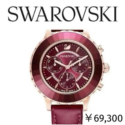 Swarovski Women's Watch Octea Lux Chrono Red Leather belt Rose Gold Tone 5547642 - Image 1 of 4