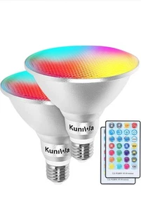 2 Pack PAR38 Flood Light Bulbs Outdoor 30W, LED Color Changing Spotlight Waterpr - Picture 1 of 6