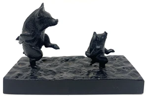 VTG 1986 Kacnh Russian Cast Iron 2 Marching Pigs Figurine 3 5/8" x 1 5/8" - Picture 1 of 11