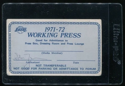 1971-1972 Los Angeles Lakers press pass Wilt Chamberlain Jerry West NBA champs - Image 1 of 2