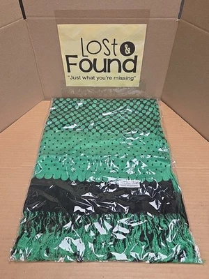 "Bufanda de lana Pashmina para mujer chal verde negro con flecos 68"" x 25"" lunares" Foto 1 de 4