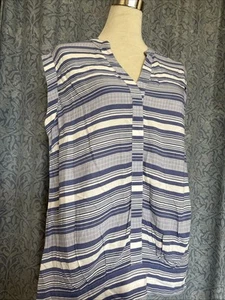 Women’s NEXT Blue & White Stripe Sleeveless Summer Blouse Top. Size UK 18 - Picture 1 of 15