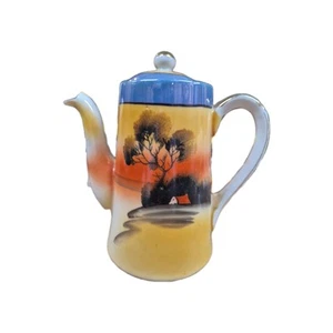 Vintage TAKITO Fine Bone China handbemalt Demitasse 4 Tassen/Untertassen/Teekanne Set - Bild 1 von 10