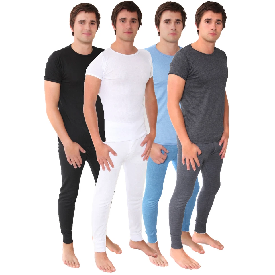 Mens Thermal Winter Warm Underwear Set Long John Bottom and Short Sleeve Top - Image 1 of 1