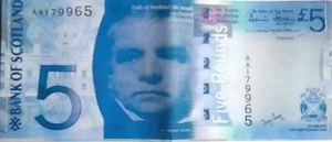 Geldbörse Banknote £5 Bank of Scotland blau Brig O Doon genäht Canvas 19 x 8 cm - Bild 1 von 8