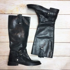 Nine West Vintage America Tall Black Leather Riding Engineer Boots Take Down 6 M - Bild 1 von 9