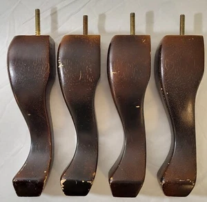 Solid Wood Furniture Feet Queen Anne Legs- Set of 4 Walnut Color - Bild 1 von 18