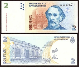 Argentinien $ 2 Konvertibilität Banknote UNC ""L"" Serie - Bild 1 von 1