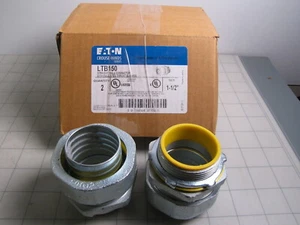 2pk Eaton LTB150 1-1/2" Straight Male Connector w/ Insulated Throat Bushing NEW - Picture 1 of 3