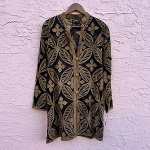 Dakota West Mesh Lace Leather Jacket Brown Sheer Western Rodeo Ranch Sz Small - Picture 1 of 11