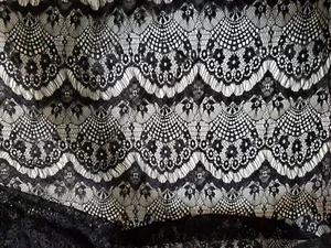 Black  Lace Apparel Fabric 44" Wide Two Yards - Picture 1 of 4