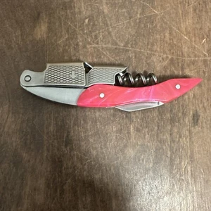 Abridor de Botellas de Vino, Llave Sacacorchos Profesional Doble Bisagra, Mango de Resina Rosa - Imagen 1 de 7