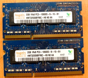 ✅ 4GB RAM Macbook Pro 2009 PC3-10600 DDR3-1333MHz Hynix so-dimm 2x 2GB RAM - Picture 1 of 3