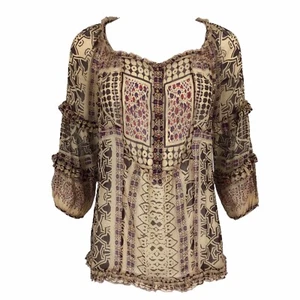 DVF DIANE VON FURSTENBERG Pure Silk Chiffon Boho Blouse US6 UK 10 - Picture 1 of 11