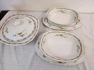 6 PCS Altrohlau Czechoslovakia Golden Pheasant COVERED BOWL - PLATTERS - SERV - Picture 1 of 17