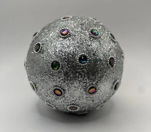 Silver Glitter Gems 6" Foam Christmas Ball Ornament - Picture 1 of 3