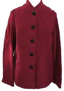 Coldwater Creek Womens Jacket Size 10 Pinkish Red Button Front Knit Coat - Picture 1 of 9