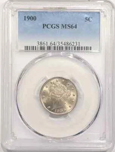 1900 P Liberty V Nickel PCGS MS-64 - Picture 1 of 2