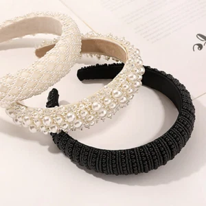 Baroque Womens Pearl Padded Headband Hairband Embellished Hair Band Accessories• - Picture 1 of 18