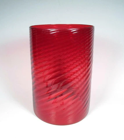 Victorian Era Hobbs Brockunier Cranberry Swirl Optic Art Glass Hall Globe Shade Cover