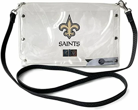 New Orleans Saints Clear Envelope Purse, NFL Crossbody Stadium Approved Cover