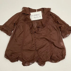 128 $ Damen-Tunika Größe S Free People Isn't She schöne Spitze Häkeleinsatz Rüschen - Bild 1 von 15