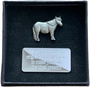 Personalised Gift Box & Hand Made Pewter Equestrian Shetland Pony Pin Badge - Picture 1 of 4