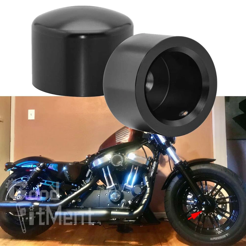 Para Harley Davidson Forty Eight 2x CNC Corte Grueso Eje Delantero Tuerca Cubiertas Tapa Perno Foto 1 de 4