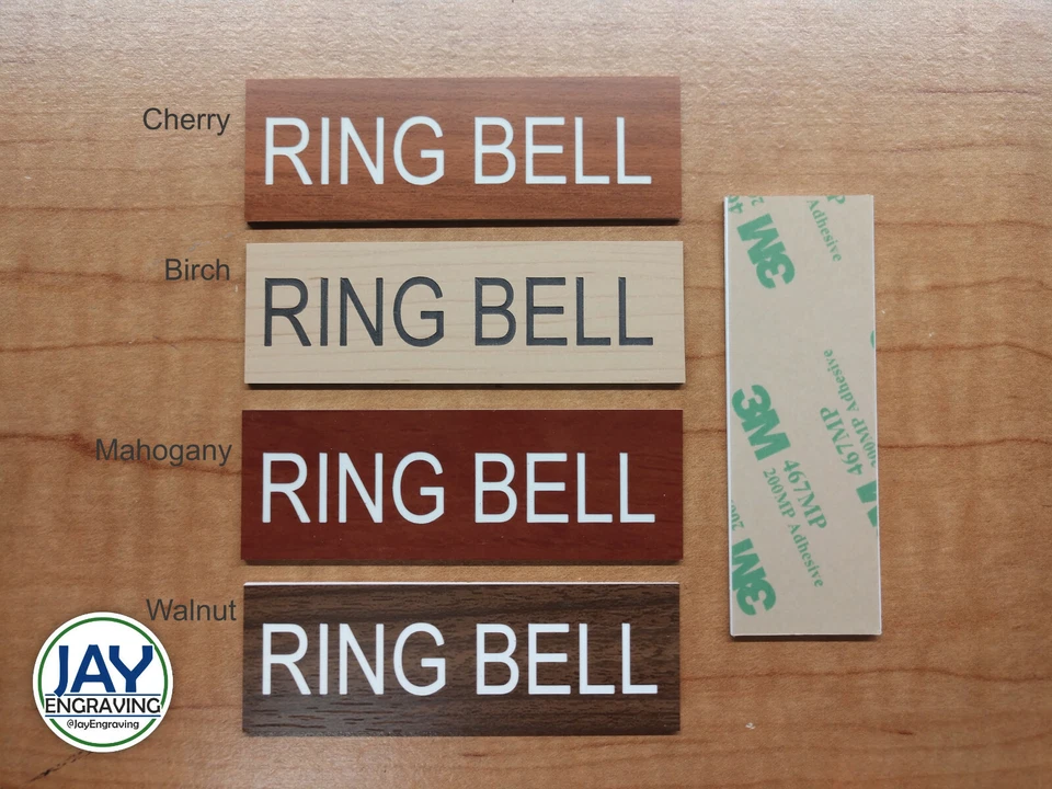 Timbre de anillo 1x3 grabado letrero de puerta delantera | Timbre entrada acabado madera grano Foto 1 de 1