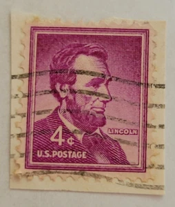 U.S. Postage ~ Abraham Lincoln ~ 4¢ Purple Stamp ~ used/posted ~ c.1954 - 27 - Bild 1 von 6