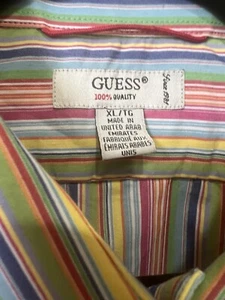 Y2K Vintage Guess 90s Shirt Mens Extra Large XL Retro Rare Colorful Long Sleeve - Picture 1 of 9