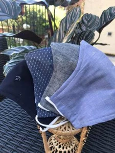 Hand-Made 4-Layer Cotton Adult Face Mask with filter pocket - Picture 1 of 13