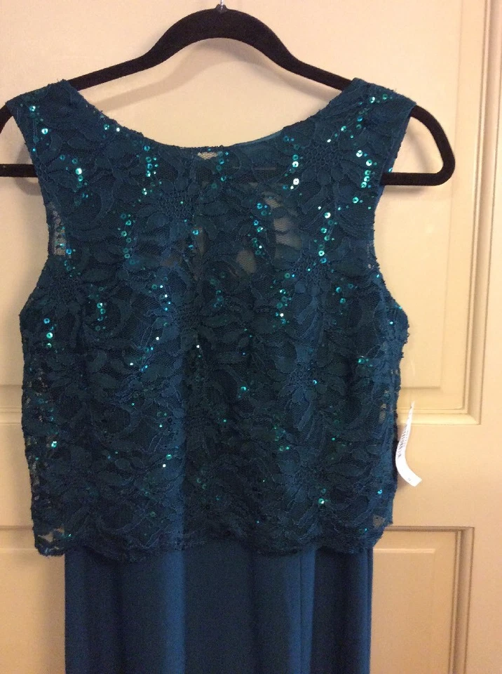 New Juniors 11/12 S/M Unique Teal Green Sequins Tie Neck SEE Sexy Prom Wedding M - Image 1 of 1