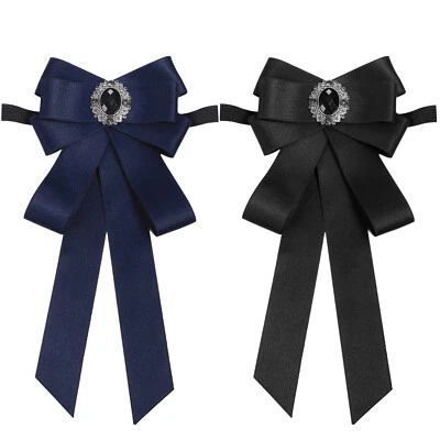 Women's Bowknot Ribbon Brooch Pre-Tied Bow tie Neck Tie for Graduation Ceremony - Image 1 of 2