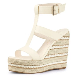 Allegra K Women's Espadrille Strappy Platform Wedges Sandals - Picture 1 of 9