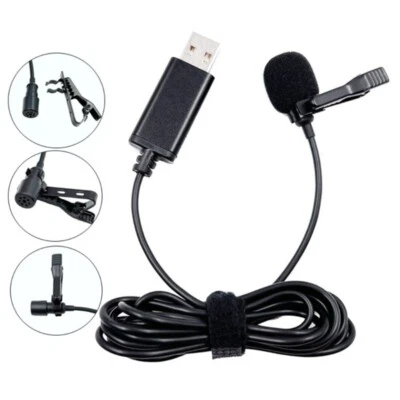 Mini Portable Lavalier Microphone USB Hands-free Cord Line Omnidirectional Mic - Image 1 of 4
