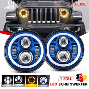2X E-Geprüft 7 Zoll LED Scheinwerfer Angle Eyes Für Jeep Wrangler Ⅲ JK 2008-2017 - Bild 1 von 9