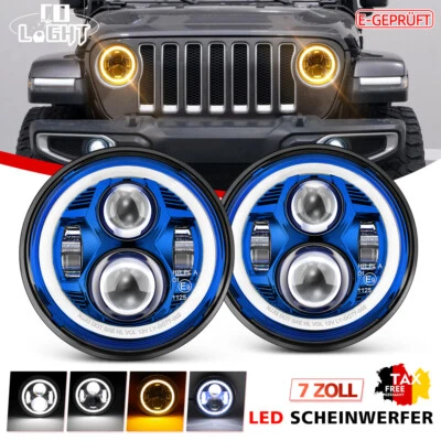 2X E-Geprüft 7 Zoll LED Scheinwerfer Angle Eyes Für Jeep Wrangler Ⅲ JK 2008-2017 - Bild 1 von 4