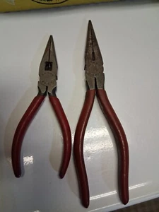 2-PINZE NASALI VINTAGE SEARS JAPAN 6 1/4"-8'' AD AGO LUNGO CON IMPUGNATURE COMFORT ROSSE - Foto 1 di 5
